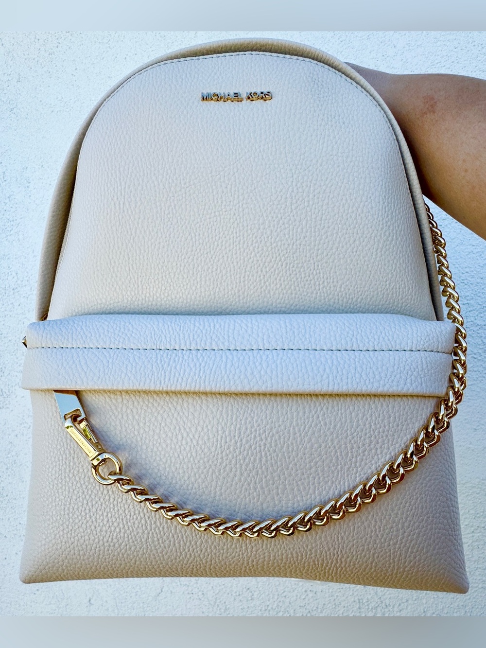 MICHAEL KORS Light Cream Slater Medium Leather Backpack NWT - Picture 2 of 4
